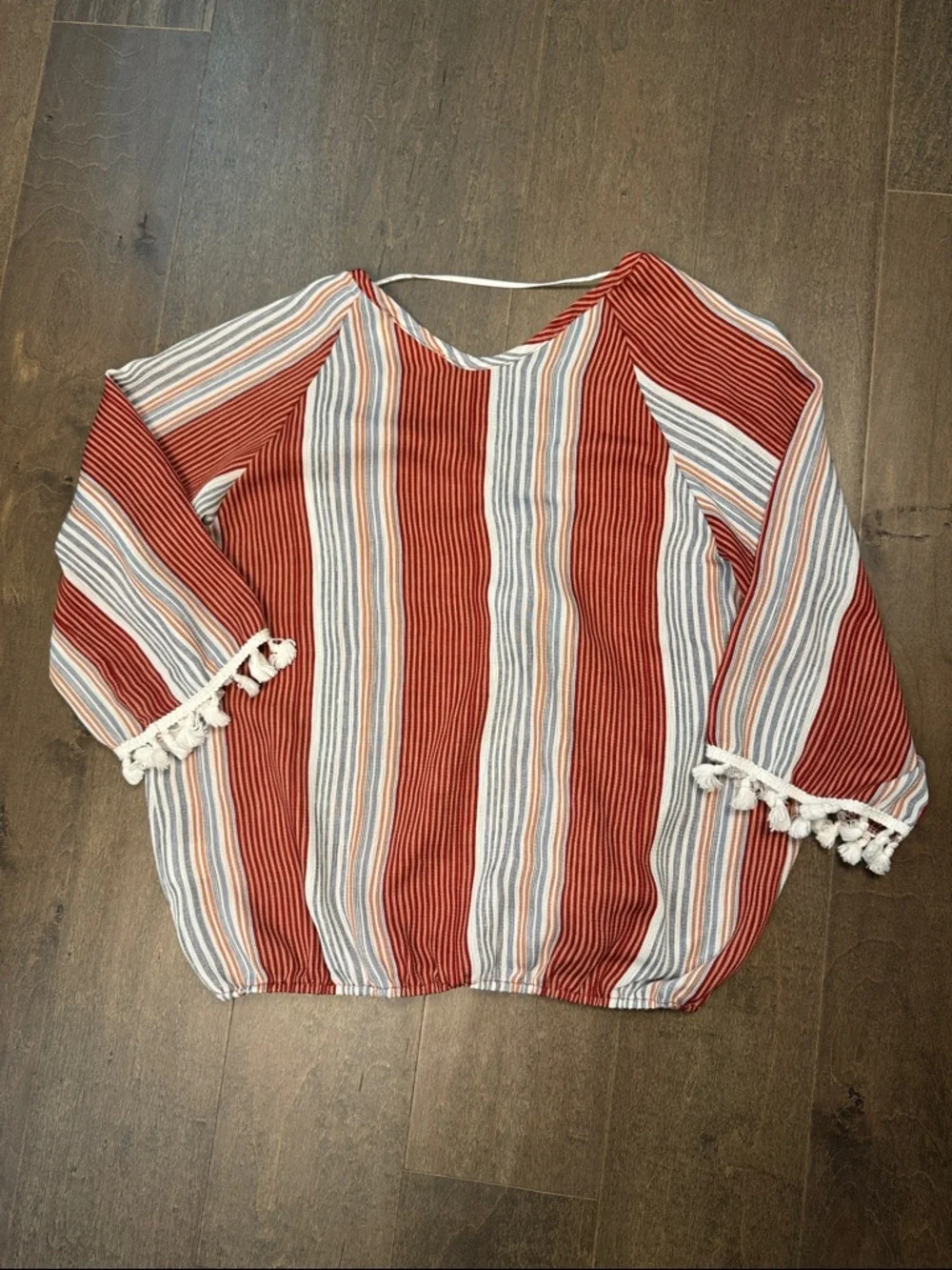 lavender field Anthropologie Fringe Wrap Strip Top - Picture 6 of 7